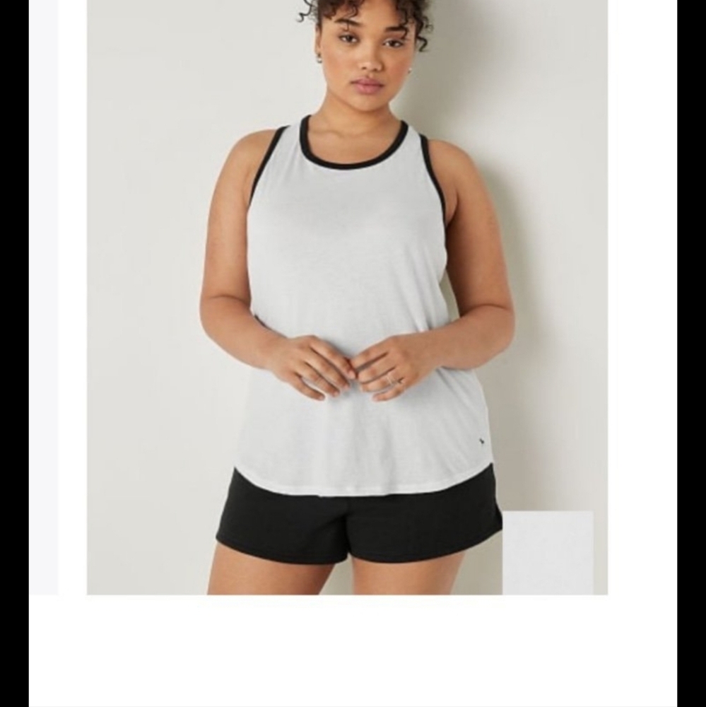 Pink Brand- Sz LG White Tank Top with Black Trim With Black Dog In Corner. - Picture 3 of 10